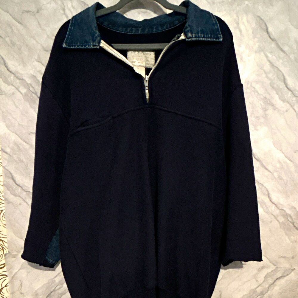 Vintage Firehouse Specialty Shop Job Shirt 1/4 Zip Denim Collar Made in USA XL